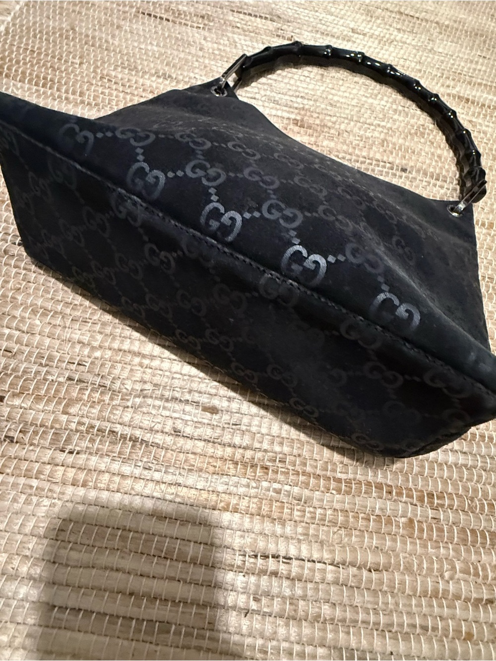 TOM FORD x GUCCI Monogram Bamboo Handle Suede Hobo Bag - Picture 5 of 8
